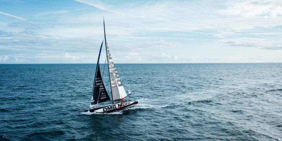 LORIENT, FRANCE - OCTOBER 10, 2024 : DMG MORI Global One skipper Kojiro Shiraishi (JAP) is pictured on October 10, 2024 off Lorient, France - Photo by Team DMG MORI Global One